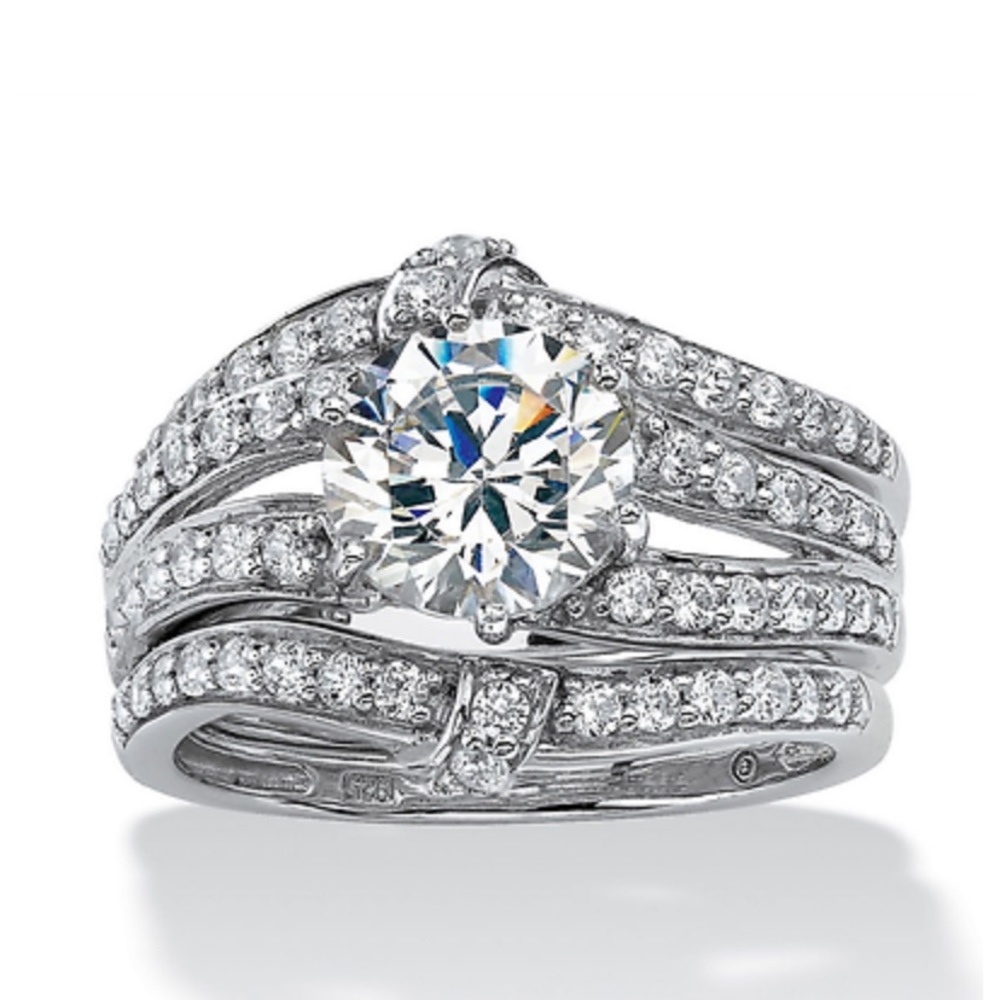 NEW 925 Sterling silver Engagement Diamond ringSet - Picture 3 of 7